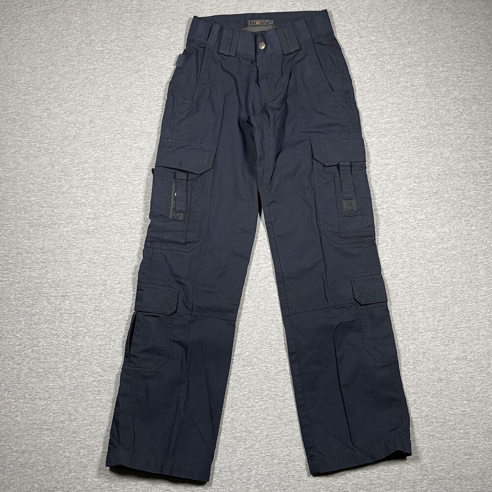 5.11 Tactical Cargo Pants Womens 2 Blue Twill Zip Pockets Adjustable Waist
